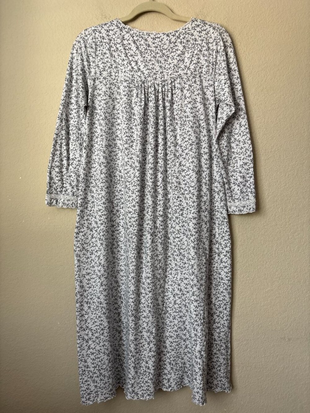 Eileen West Lace Trim Cottagecore Prairie Modest Cotton Long Sleeve Nightgown - Picture 8 of 9